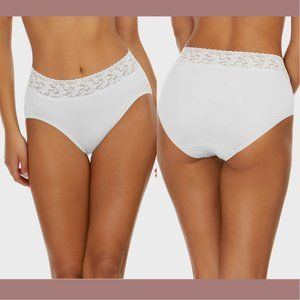 NWD $34 Hanky‎ Panky [ Small ] Cotton French Briefs in White #6250